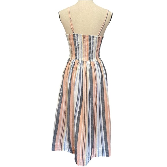 Free People Lilah Striped Boho Cute Summer Midi Dress‎ Women's XS - Picture 2 of 12
